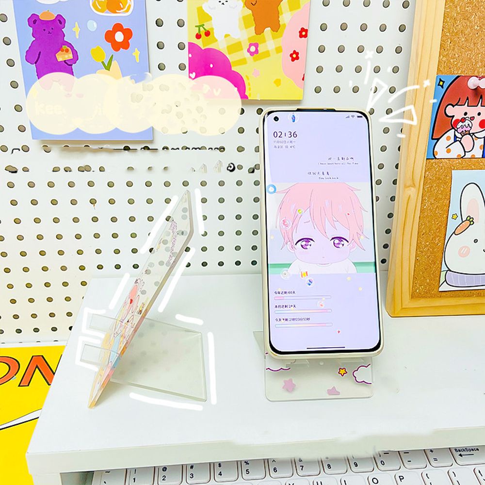 Giá Đỡ Điện Thoại Bằng Acrylic Trong Suốt Hình Thỏ Hoạt Hình Dễ Thương