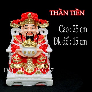 [ cao 20cm , 25 cm [ tượng thần tiền màu đỏ [ composite + bột đá ]