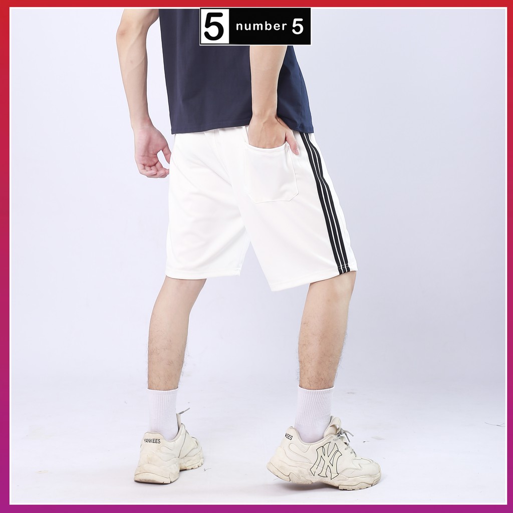 Quần Short Nam 3 Sọc Thể Thao Unisex NUMBER5 Vải Poly Cao Cấp Mềm Mịn
