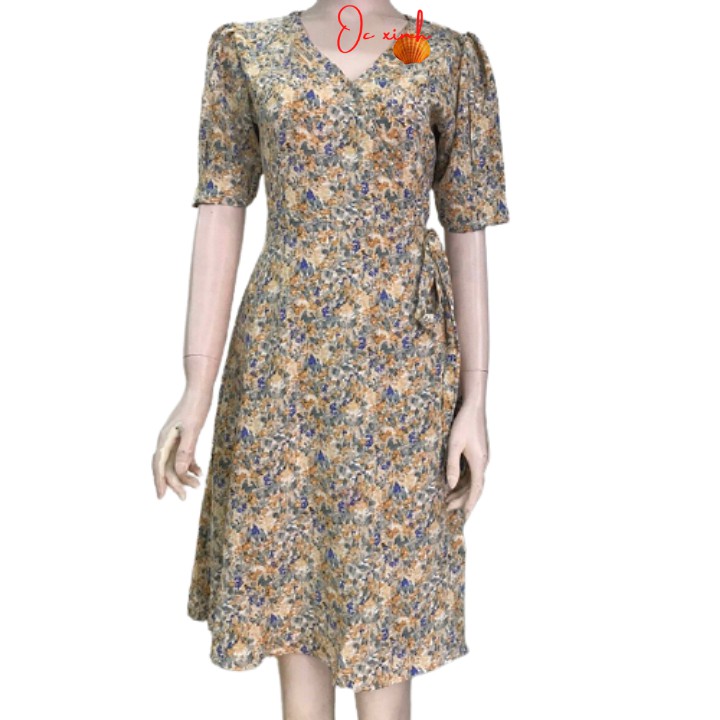 Đầm Hoa Nhí Đắp Tà Cổ V Duyên Dáng Nơi Công Sở | BigBuy360 - bigbuy360.vn