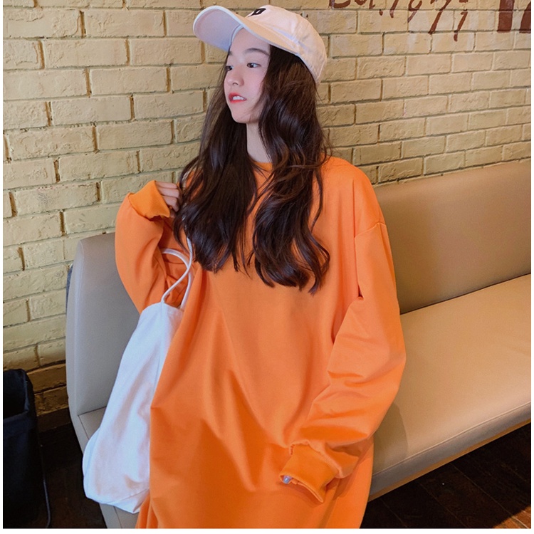 SUXI Áo Sweater Mỏng Cổ Tròn Tay Dài Dáng Rộng Màu Sắc Đơn Giản Thời Trang Xuân Thu Dành Cho Nữ