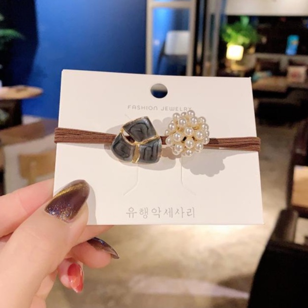 Hàng giao ngay Dây buộc tóc đàn hồi Ngọc trai giả Dây buộc thời trang Phụ kiện cho bé gái đàn hồi tốt