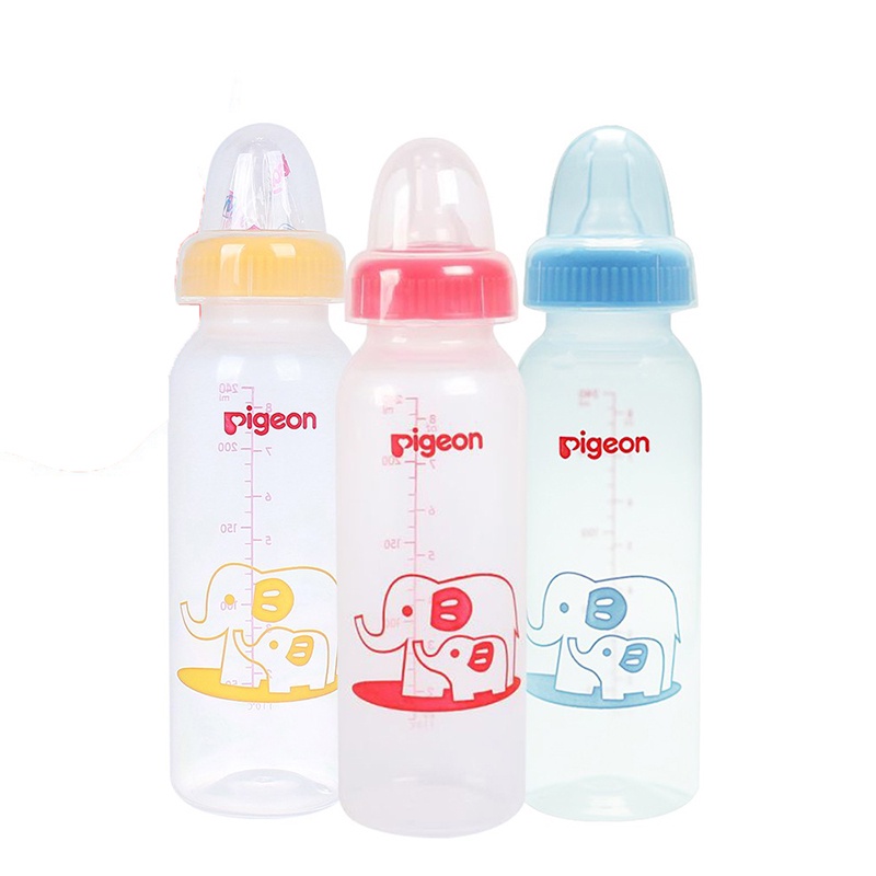 Bình Sữa PP Tiêu Chuẩn Hình Vịt/Voi Pigeon 120ml/240ml Nhiều Màu
