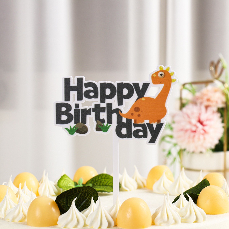 Set que cắm trang trí bánh kem hình khủng long dễ thương