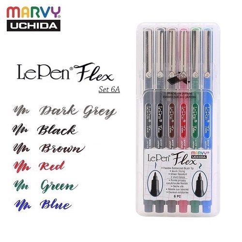 Bộ 6 Bút LePen Flex Đầu Brush Marvy 4800