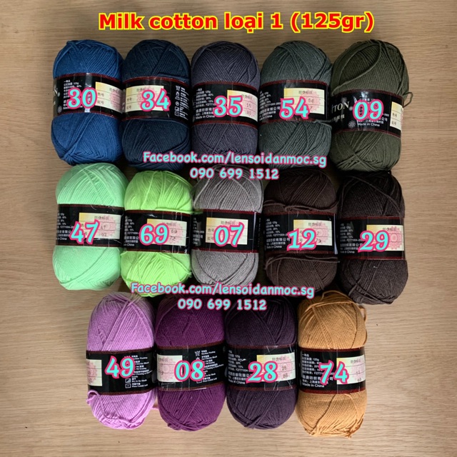 Combo 10 cuộn len Milk cotton loại 1 (tự chọn màu)