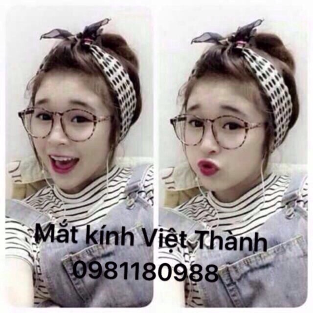 gọng kính mắt mèo tròn thời trang mắt kính teen giả cận không độ MTT1