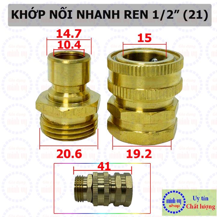 Khớp nối nhan ống nước bằng đồng ren 1/2&quot; 3/4&quot; dùng trong nông nghiệp tưới tiêu