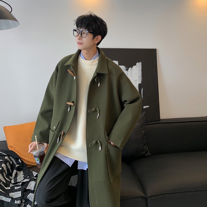 Ifnicefuture Áo Khoác Dáng Dài Rộng Cài Nút Thời Trang Cho Nam