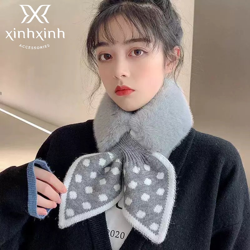 Khăn lông quàng cổ buộc nơ xinh cao cấp cho bạn gái Xinh Xinh Accessories