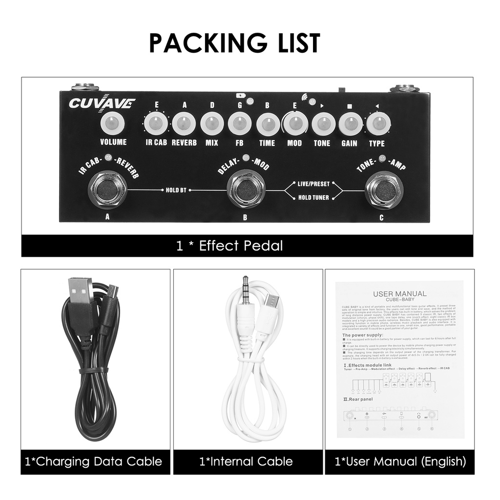 Bàn đạp hiệu ứng guitar LEKATO mô phỏng 8 tủ loa với ánh sáng hồng ngoại