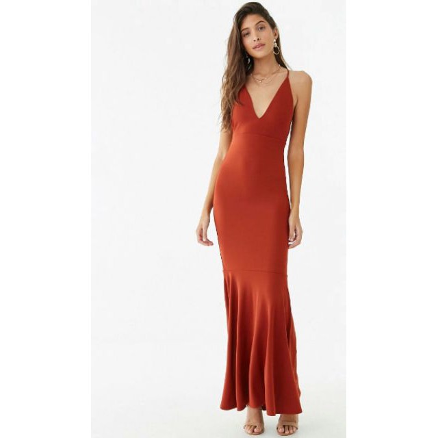 Đầm maxi đuôi cá hở lưng Forever 21 Low Back Slip Mermaid Fishtail Gown