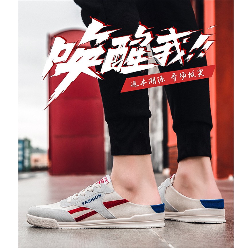 Dép lười bít mũi không gót bằng vải canvas hợp thời trang dễ phối đồ cho nam | BigBuy360 - bigbuy360.vn