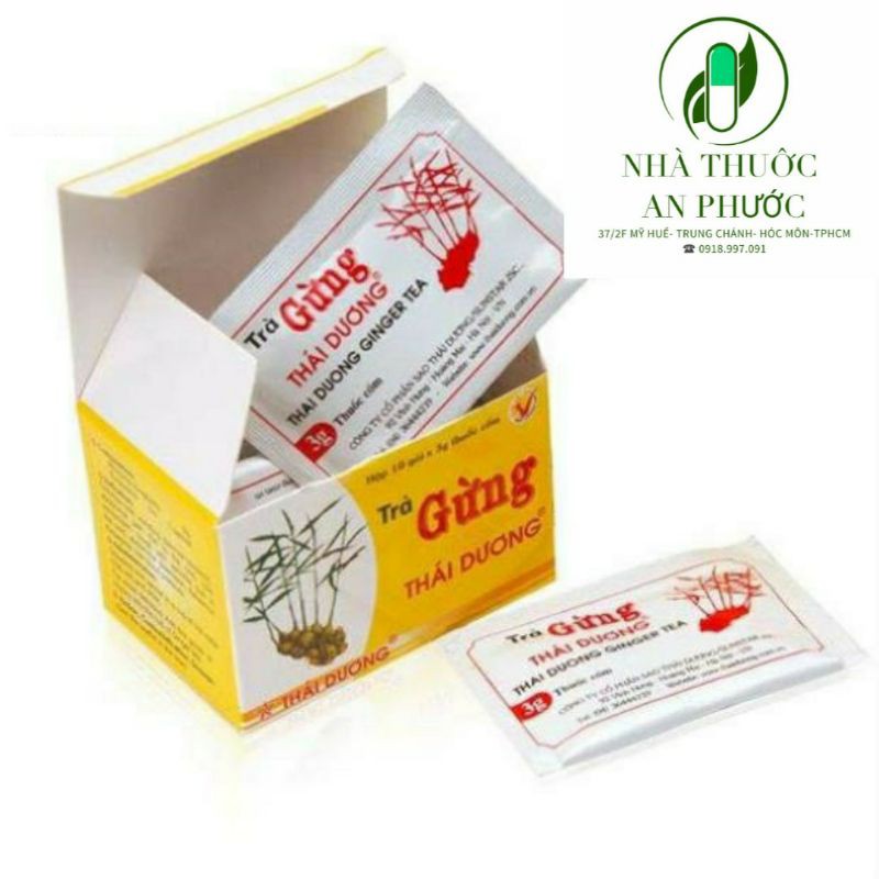 Trà Gừng Thái Dương ⚡ CAM KẾT CHẤT LƯỢNG  ⚡  Hộp 10 Gói,  Làm ấm cơ thể, tăng cường tuần hoàn máu