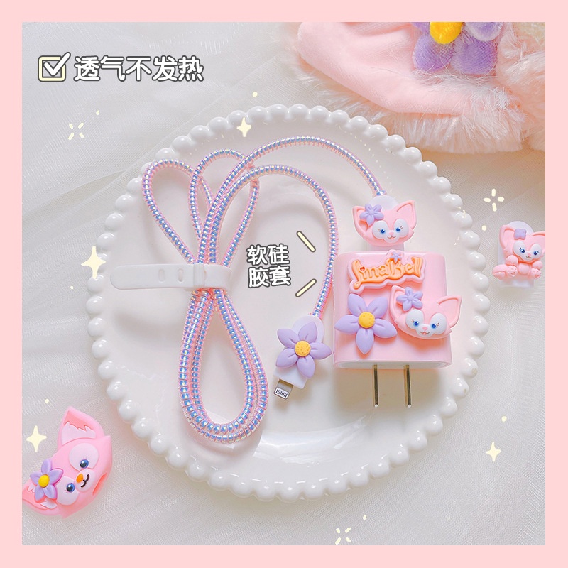 Phụ Kiện Bảo Vệ Dây Cáp Sạc Cho Pink Cute Charger Cover Set compatible iphone 18W/20W 11 12 12pro 12promax 13 13pro 13promax