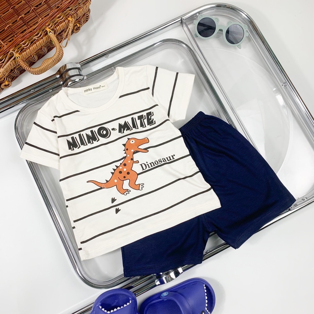 Đồ bộ Minky Mom bé trai bé gái, bộ cộc tay thun lạnh cho bé  phù hợp mặc đi chơi . Bé 9-27kg. MMCT17