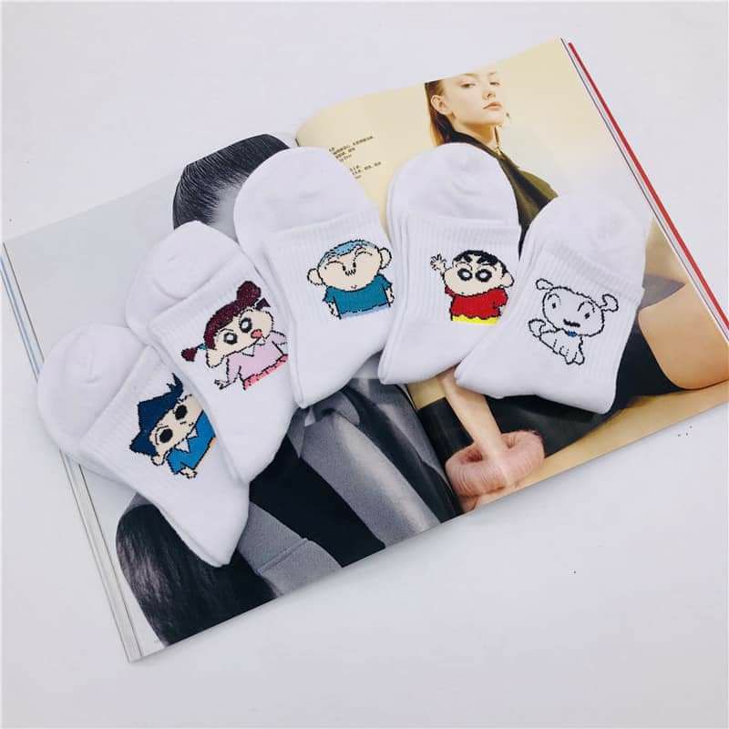 Set 5 đôi tất vớ cotton unisex họa tiết hoạt hình