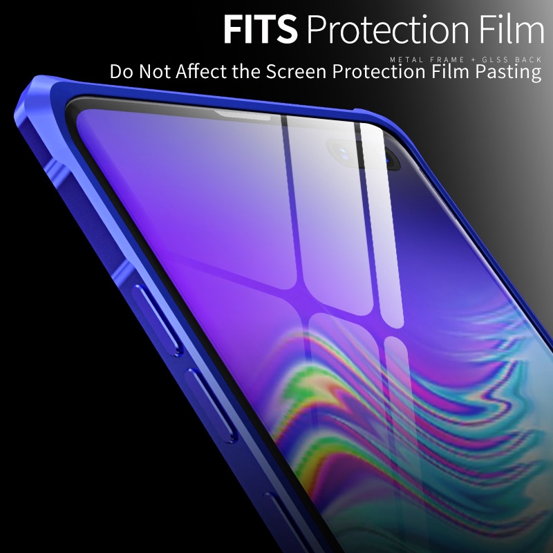 Ốp lưng mặt kính cường lực 9H viền khung kim loại dành cho Samsung Galaxy S10 + S10 Plus s10plus