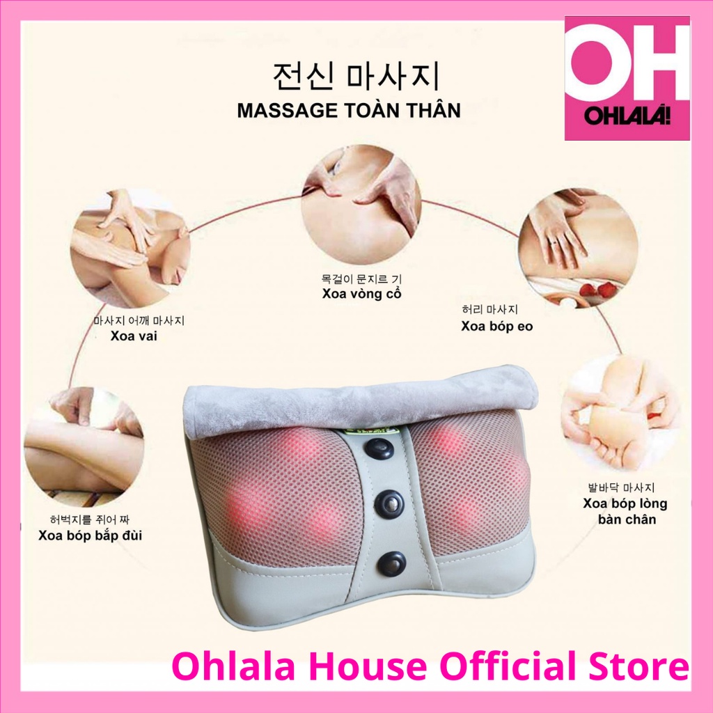 Gối massage 6 bi chính hãng Ayosun Hàn Quốc - Ohlala House đại lý phân phối