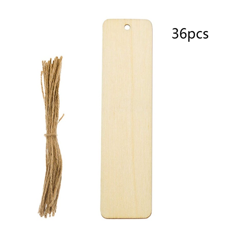 Set thẻ tag đánh dấu trang sách trống DIY dạng treo bằng gỗ thủ công chưa hoàn thiện