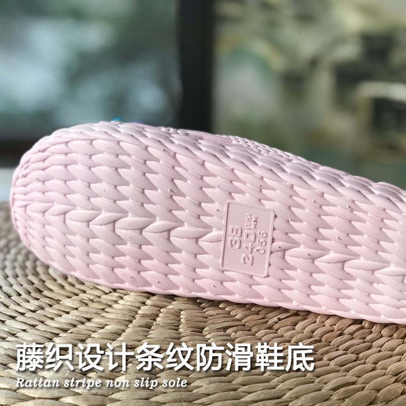☄Vietnamese rubber toe cap slippers female summer Korean version of flat-bottomed flowers non-slip hollow breathable non-odor feet youth sandals