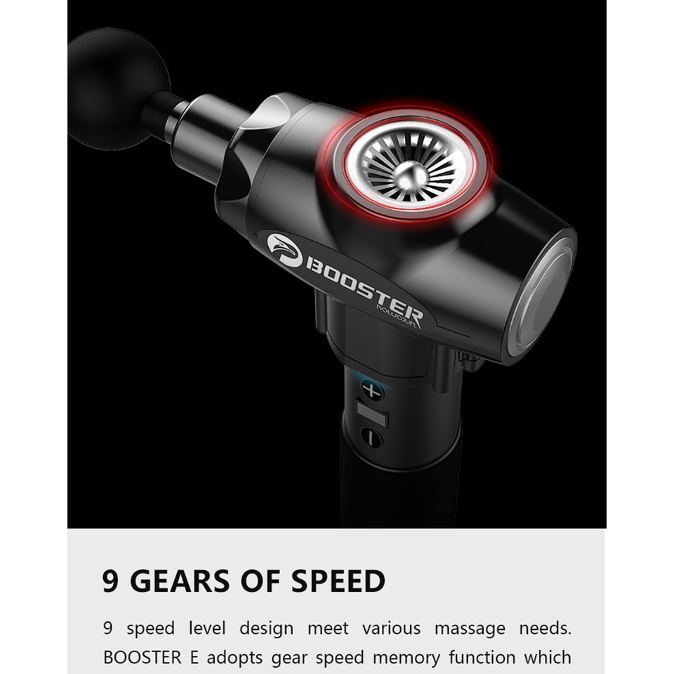 Súng Massage Booster E NEW - 6 Đầu cắm - 9 mức độ - Công suất 135W - Chính hãng bảo hành 12 tháng