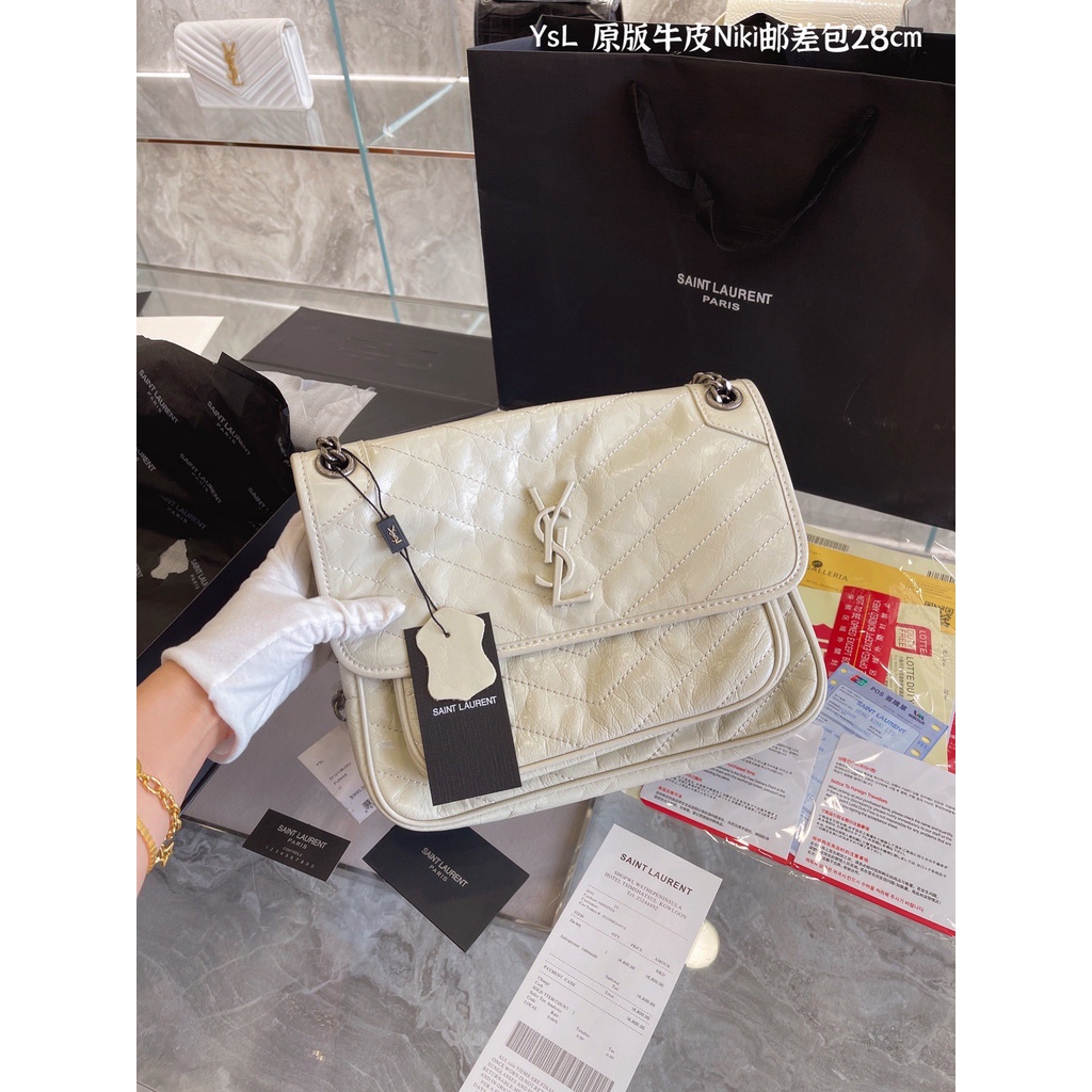Túi đeo chéo nữ da thật thời trang cao cấp Yves Saint Laurent YSL thiết kế da nhăn, phong cách thời thượng
