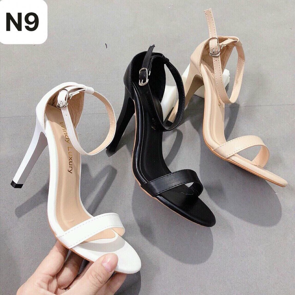Giày cao gót nữ công sở 9p phân  hở mũi, sandal quai ngang đế nhọn đi làm rẻ thời trang đẹp