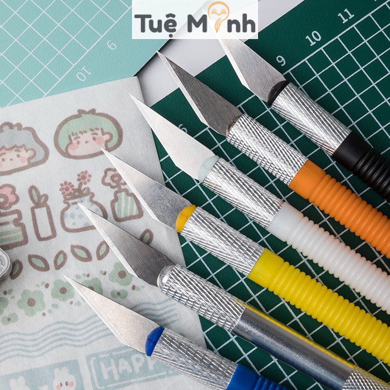 Dao cắt Washi tape, dao điêu khắc gọt mô hình kèm 8 lưỡi dự phòng Tuệ Minh