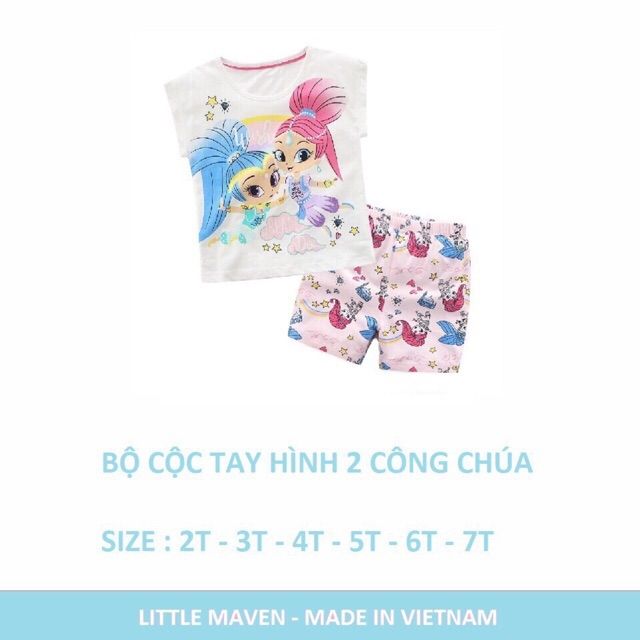 Bộ Little Maven cộc tay 2 công chúa