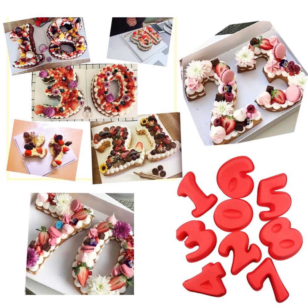 CONOPERY Khuôn Bánh Silicon Hình Số Từ 0-8 Màu Sắc