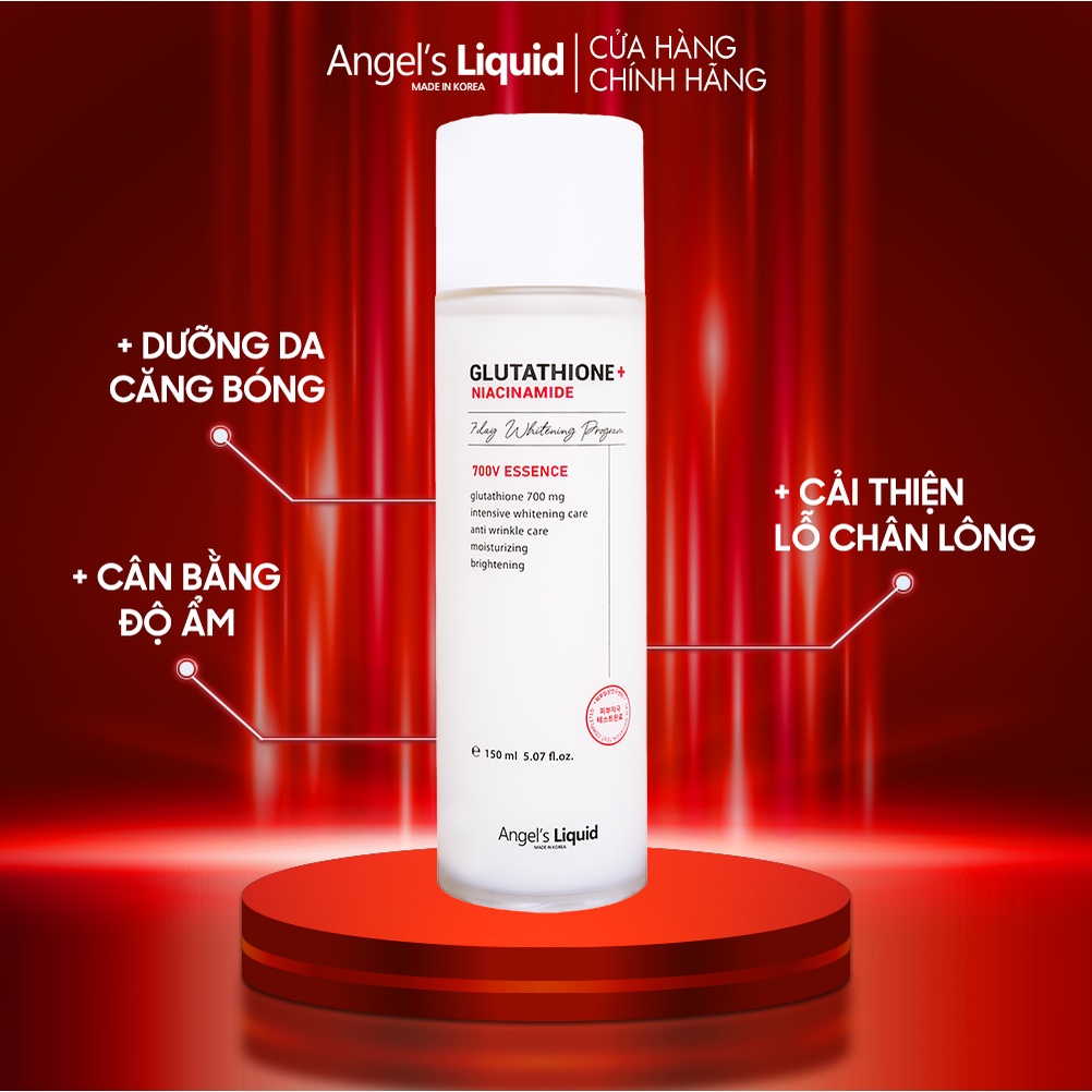 Nước Thần Dưỡng Trắng Se Khít Lỗ Chân Lông Angel's Liquid Glutathione plus Niacinamide 700V Essence 150ml