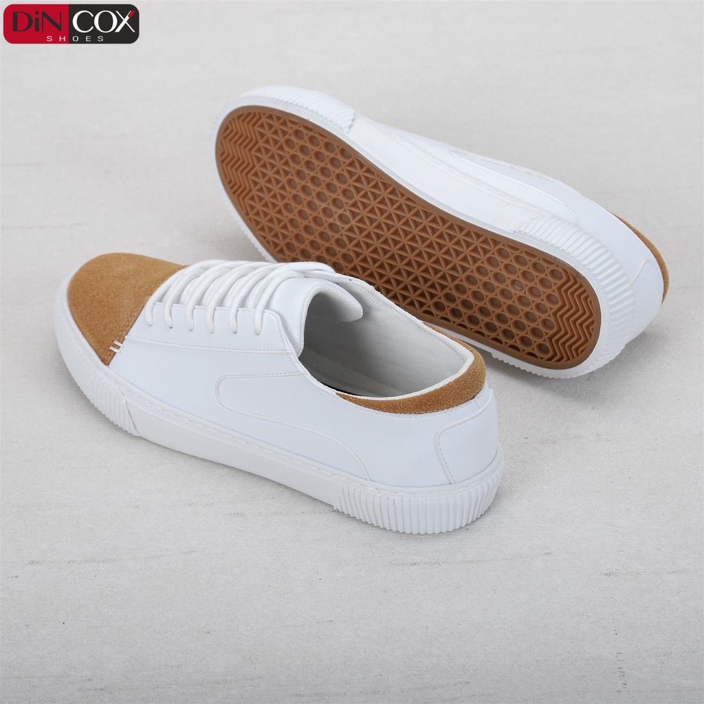 Giày Sneaker Da Nam DINCOX D07 Tinh Tế Hiện Đại White/Tan