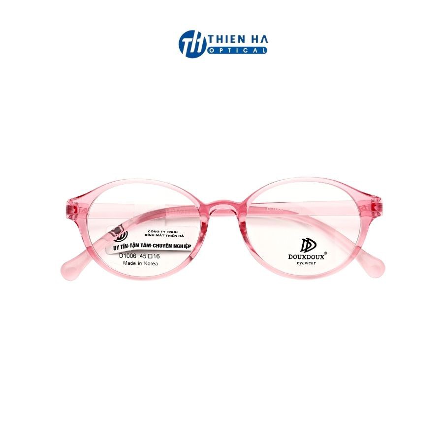Gọng kính trẻ em dáng tròn THIEN HA OPTICAL nhập khẩu Hàn Quốc nhựa dẻo nhẹ an toàn cho da nhiều màu cute DOUXDOUX D1006