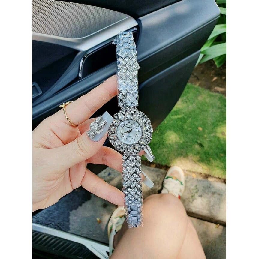 Đồng hồ đeo tay nữ, đồng hồ nữ CHOPARD dây kim loại đính full đá cao cấp, siêu sang chảnh, sáng lấp lánh, giá cực rẻ