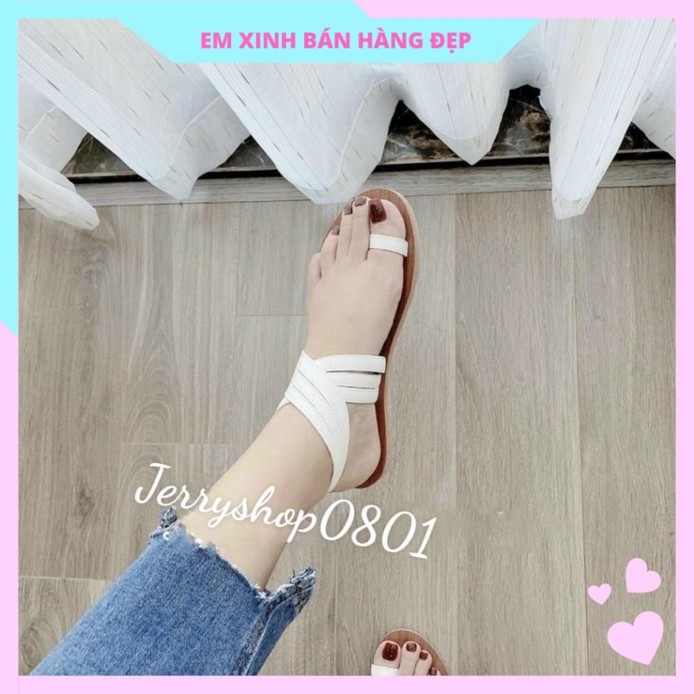 Dép nữ, sandal nữ đế nâu xỏ ngón chéo dây cổ chân mẫu mới hottrend - Hàng nhập khẩu
