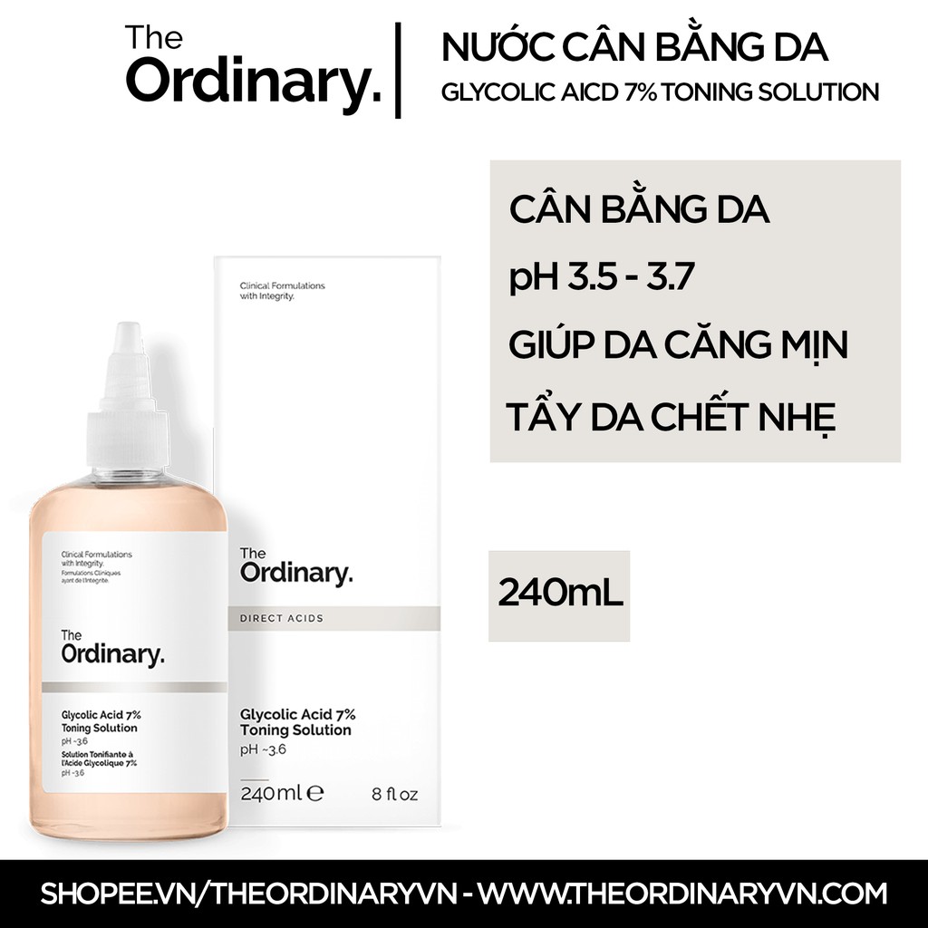 Toner The Ordinary Glycolic Acid 7% Toning Solution Tẩy Da Chết / Sáng Da / Giảm Thâm