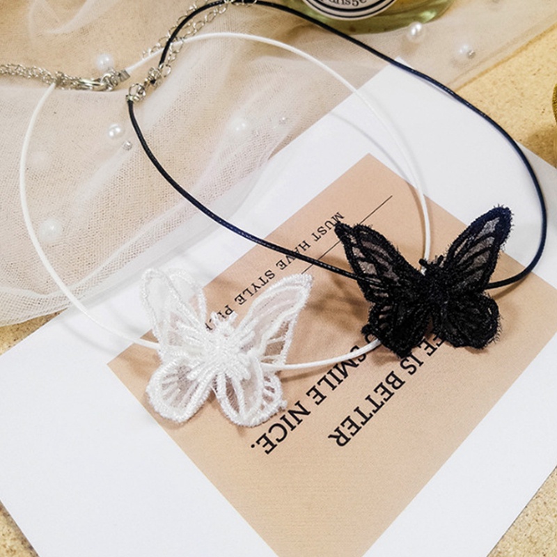 Vòng Cổ Choker Vải Tuyn Mặt Hình Bướm Trái Tim Phong Cách Cổ Điển