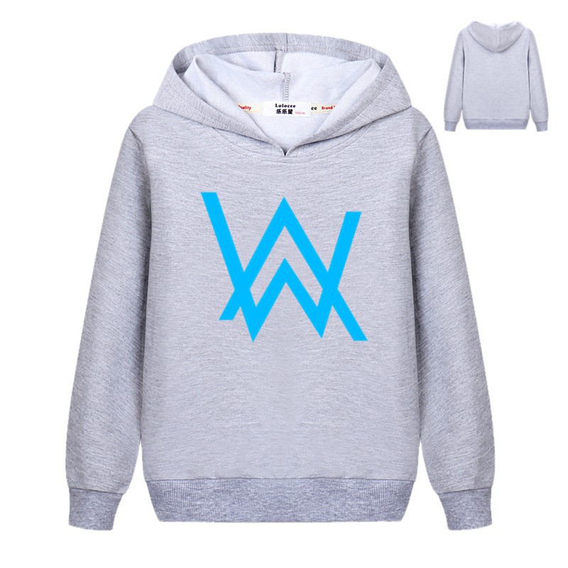Áo khoác hoodie vải chất liệu cotton mỏng họa tiết in logo alan walker thời trang xuân thu cho bé trai