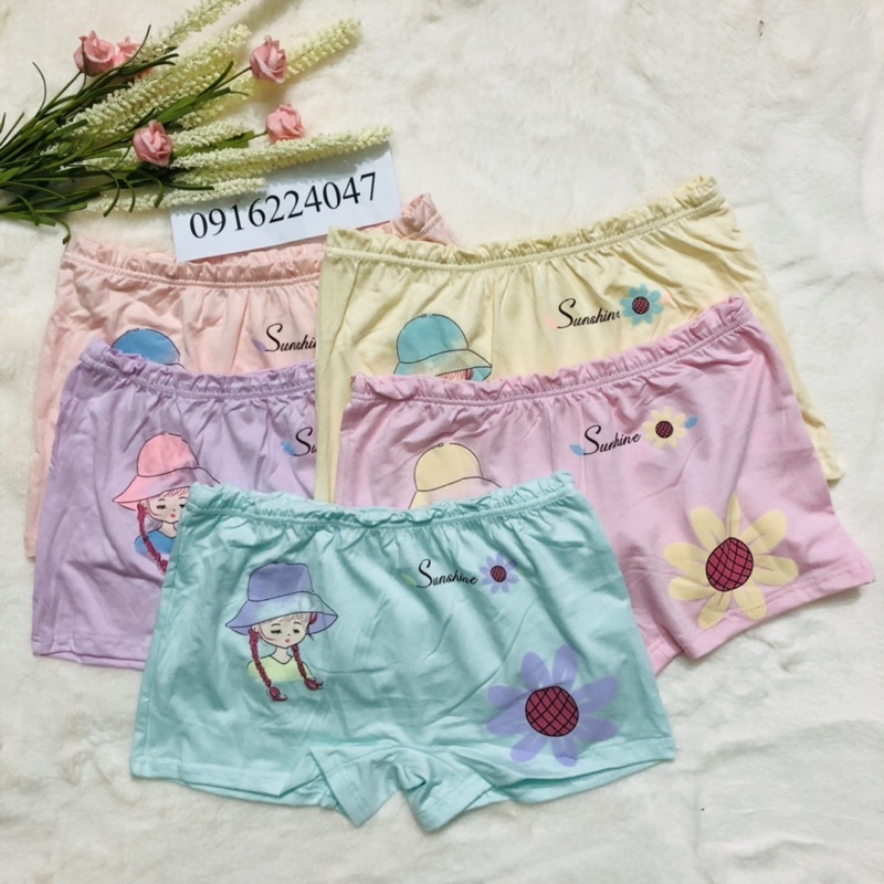 Set 10 Quần lót bé gái, quần chíp đùi trẻ em cotton