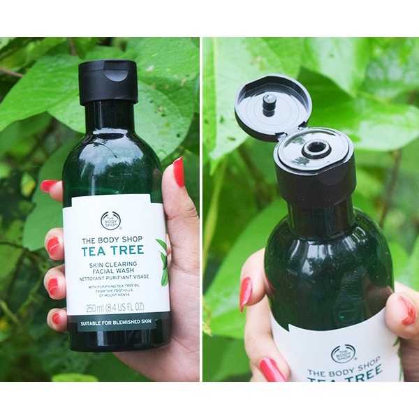 Sữa rửa mặt cho da dầu mụn tea tree the body shop skin clearing facial wash