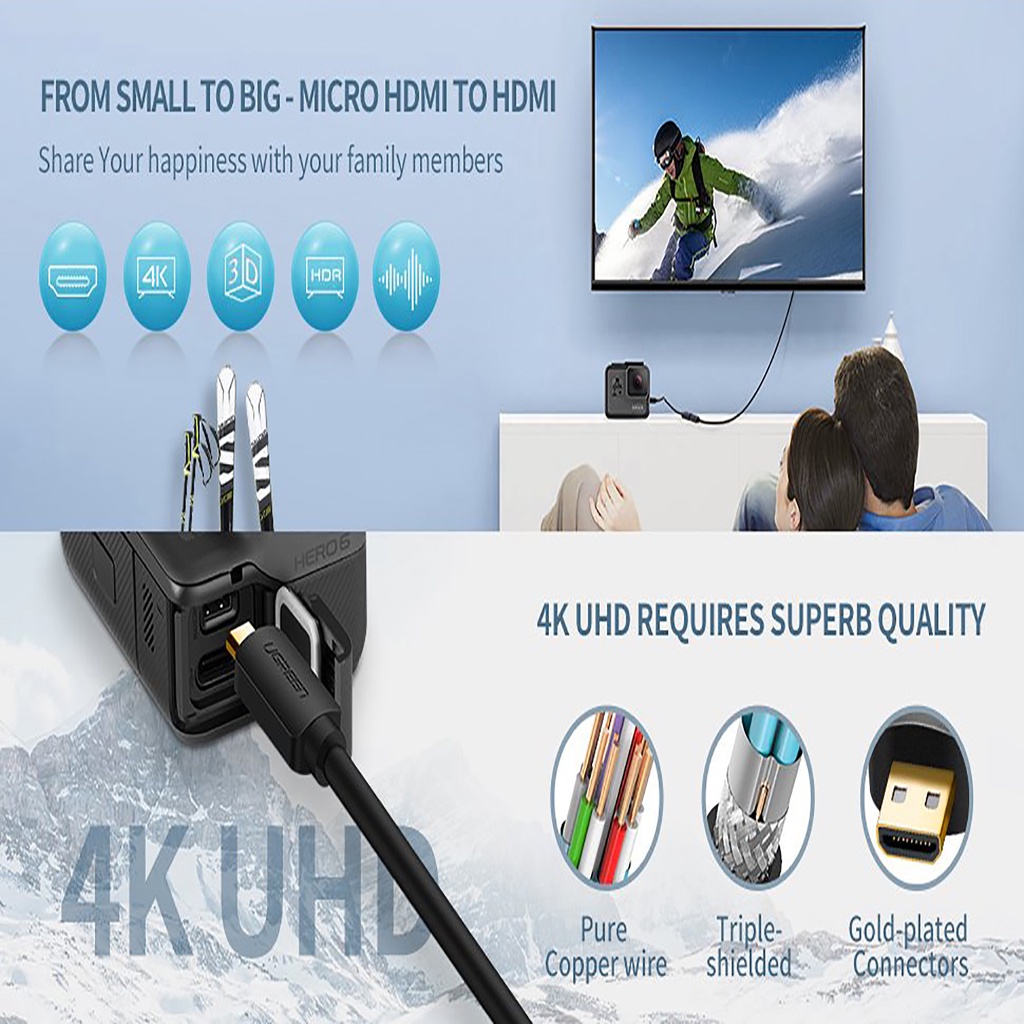 Cáp Micro HDMI sang HDMI Đầu Âm Cao Cấp Ugreen 20134