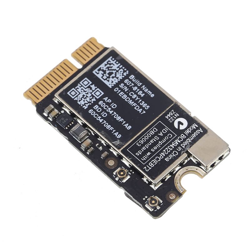 Card Mạng Bcm943224Pciebt2 300mbps 2.4 / 5g Wifi Bluetooth 4.0 Mini Cho Mac Os Macbook Air A1370 A1369 A1465