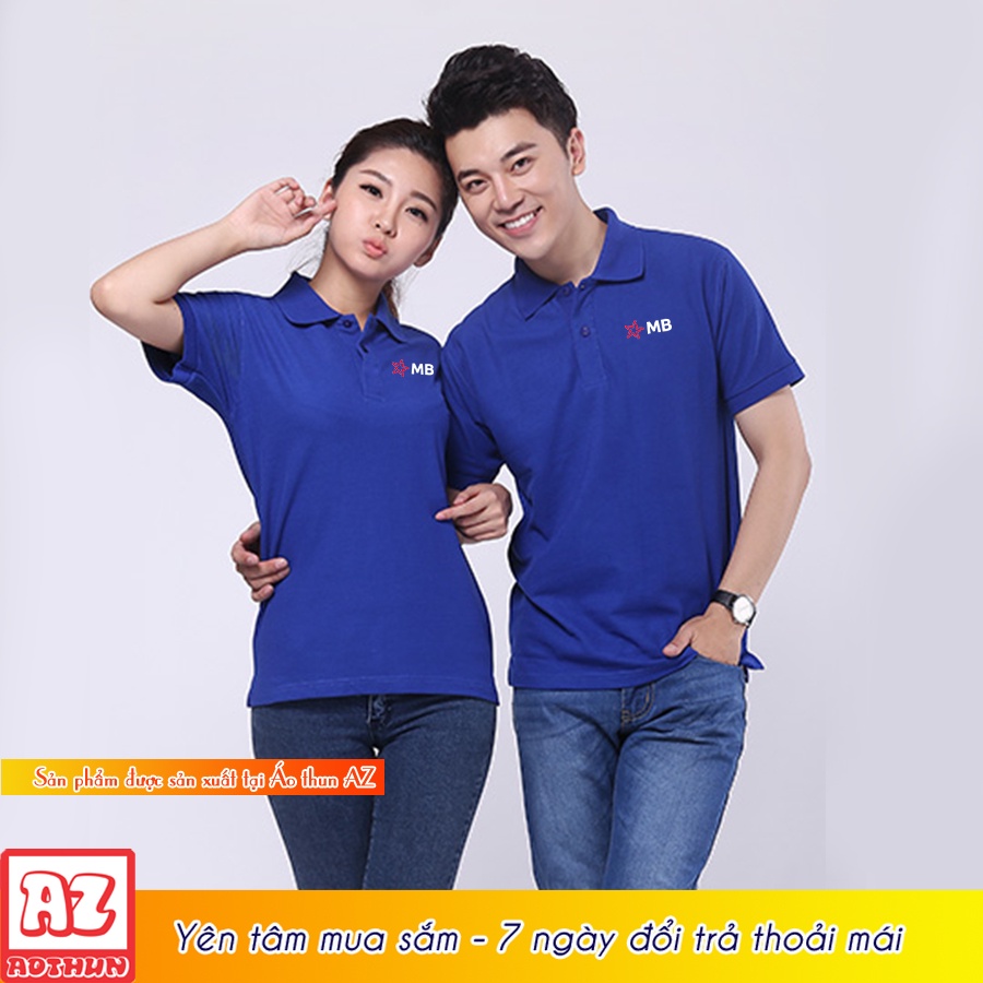 Áo thun đồng phục ngân hàng MBbank logo mb bank thêu - Vải cá sấu poly cao cấp AT14