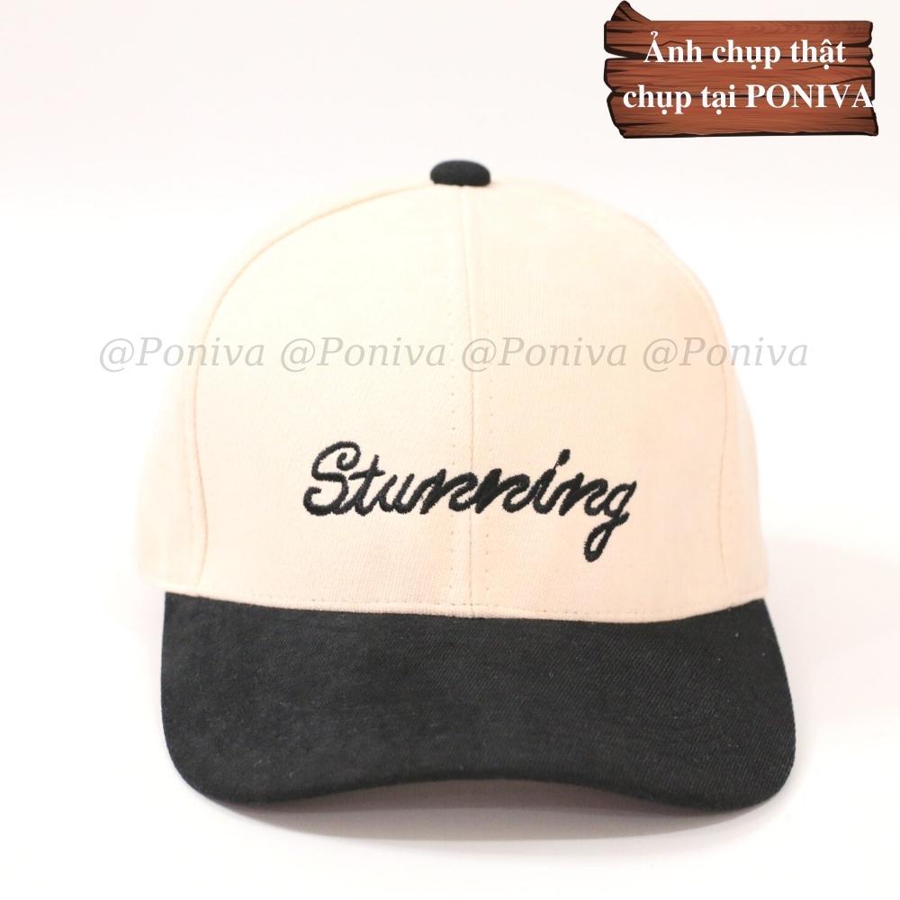 Mũ lưỡi trai ❤️ Nón kết thêu chữ Stunning chất nhung mịn form unisex phong cách Ulzzang Thời trang PONIVA siêu hot