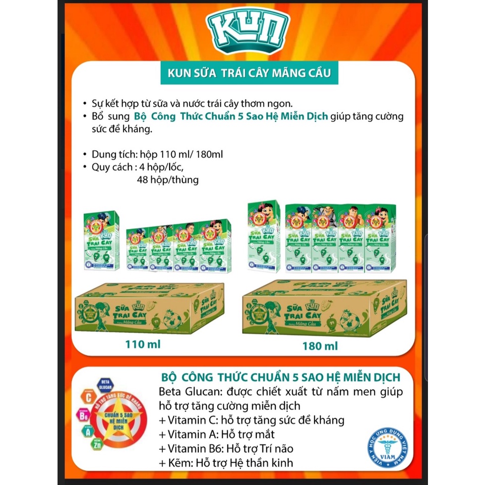 Thùng 48 Hộp 180ml Sữa LiF KUN Trái Cây Nhiệt Đới / Nho/ Cam(48 hộp x180ml) - NGUYÊN THẺ QUÀ TẶNG