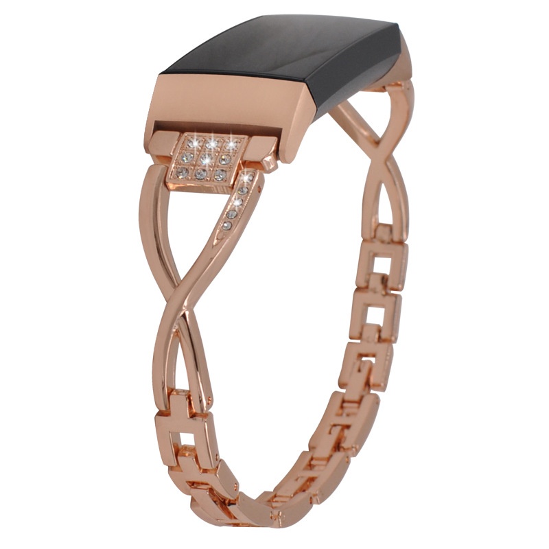 Dây Đeo Thay Thế Chất Liệu Thép Không Gỉ Thiết Kế Lấp Lánh Cho Fitbit Charge 5 Charge 4 3 2