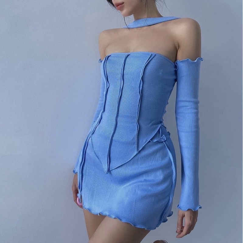 Set Y2K Áo Và Chân Váy Siêu Sexy