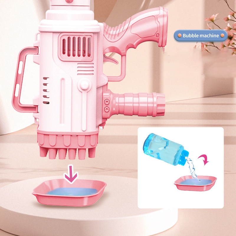 Đồ Chơi Súng Máy Tạo Bọt Bong Bóng Xà Phòng 32 Nòng Loại Lớn, Tự Động, Siêu Mạnh, Chạy Bằng Pin An Toàn Cho Bé