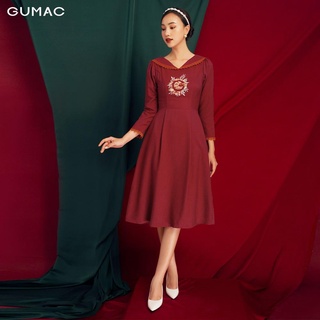 Đầm ôm nữ mới thêu chữ GUMAC tay lỡ đẹp màu đỏ, đủ size DB118